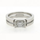 18ct white gold ring set with an emerald cut diamond