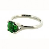 18ct white gold ring set with a cushion cut tsavorite