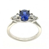 Platinum sapphire and pear cut diamond ring