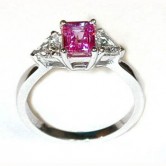 Platinum pink sapphire and diamond ring